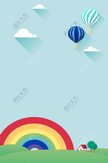 蓝天气球彩虹