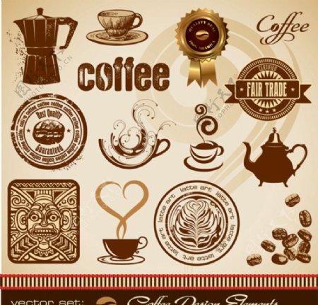 各种欧式风格咖啡元素矢量素材