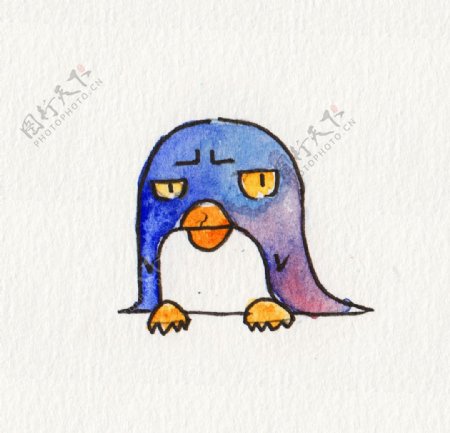 水彩手绘企鹅