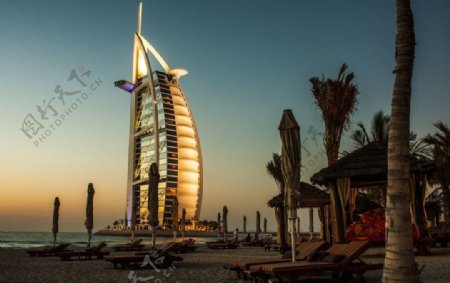 迪拜海滩帆船酒店夜色