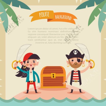 海盗和宝箱的背景