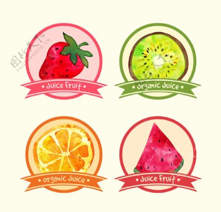 水彩效果的水果标签