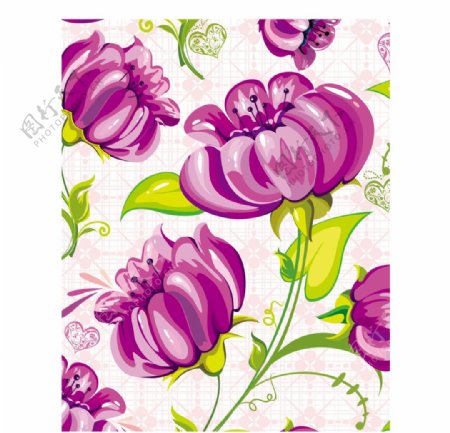矢量循环紫色花朵背景底纹