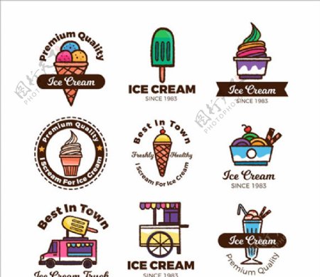 手绘冰淇淋标志收集