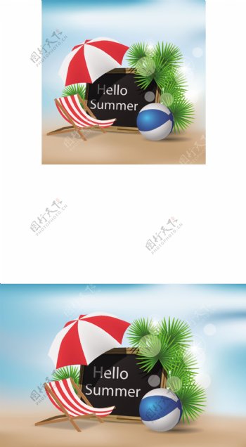 夏日沙滩元素背景