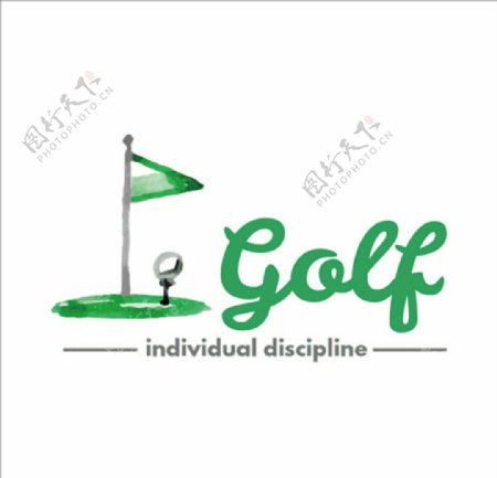 水彩高尔夫比赛培训俱乐部标志