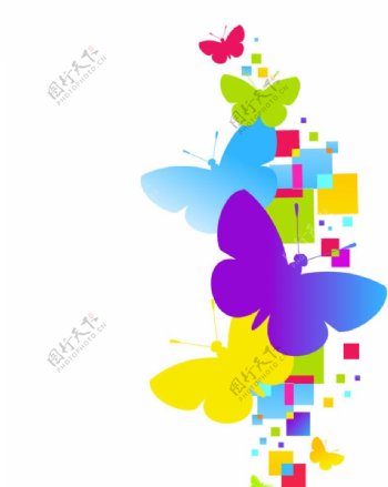 抽象彩色蝴蝶矢量素材