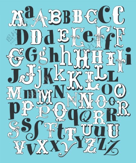 复古英文字母设计矢量素材