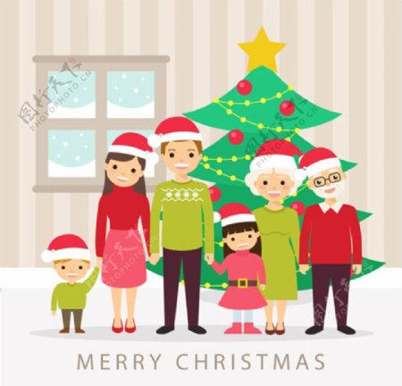 圣诞节快乐和家人一起的孩子