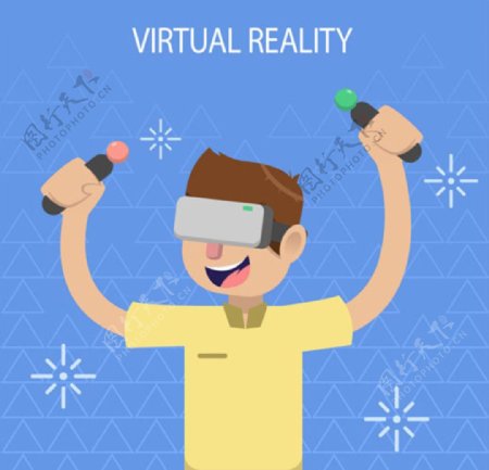 戴VR虚拟现实眼镜的青年