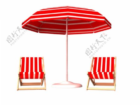 沙滩躺椅和遮阳伞图片
