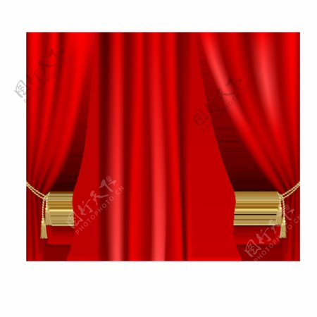 红色舞台帘布png元素
