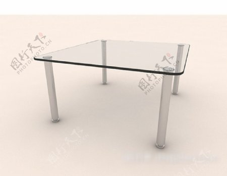 现代简约玻璃餐桌3d模型下载
