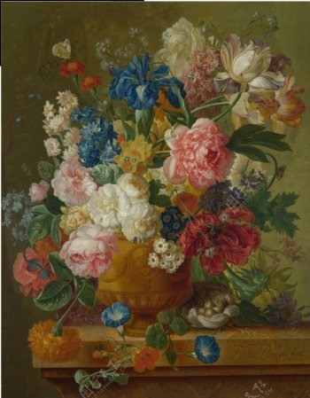 高清欧式古典静物花卉油画