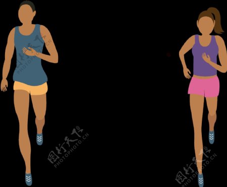 手绘女性跑步者免抠png透明图层素材