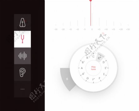 吉他调谐器软件界面网页UI设计素材