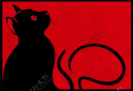 黑色猫咪插画矢量素材