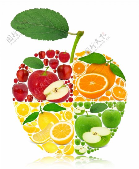 水果组成的苹果图案图片