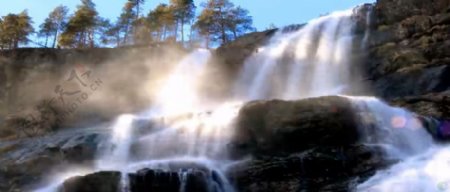 壮观的高山瀑布流水高清自然风光风景实拍视频素材