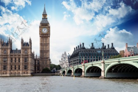 英国大本钟和桥梁图片