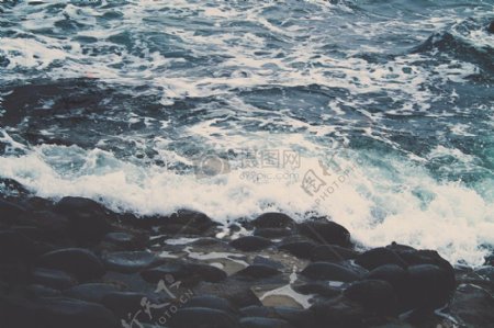 海水海洋岩石波浪流石头海岸