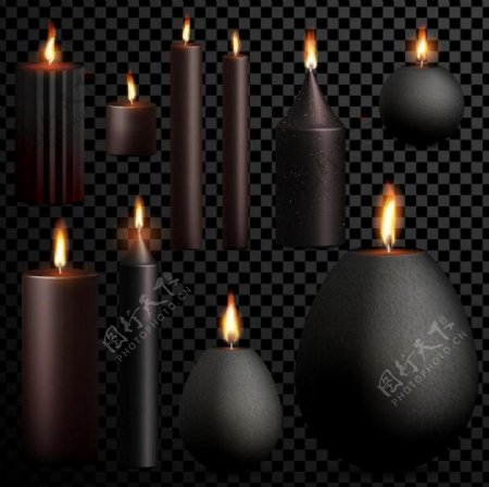 黑色蜡烛矢量图