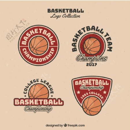 复古风格的篮球标志