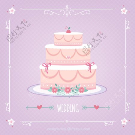 粉色婚礼蛋糕矢量素材图片