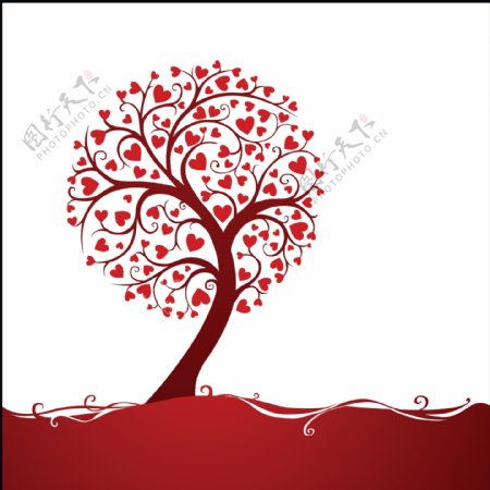 红色爱心树装饰画