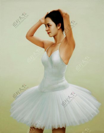 芭蕾舞美女油画图片