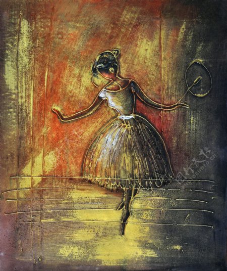跳芭蕾的美女油画图片