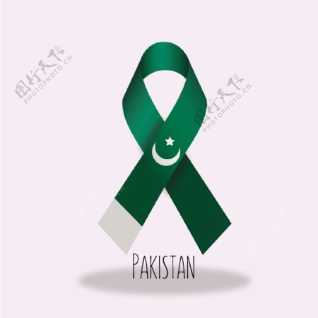 巴基斯坦国旗丝带设计矢量素材