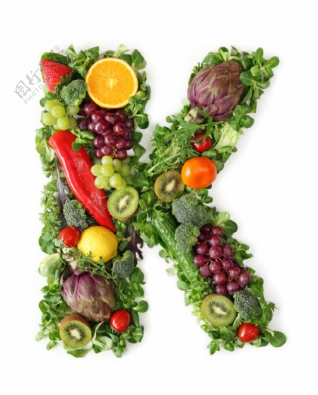 蔬菜水果组成的字母K