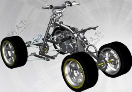 四轮摩托车设计机械模型