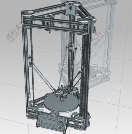 科塞尔三角洲机3D打印机机械模型