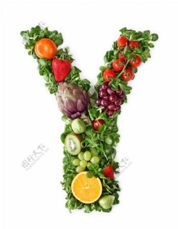 蔬菜水果组成的字母Y图片