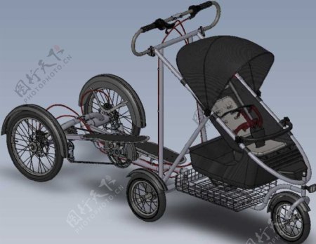 脚踏板式婴儿车机械模型