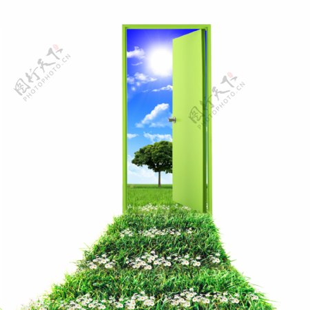门与自然创意图片
