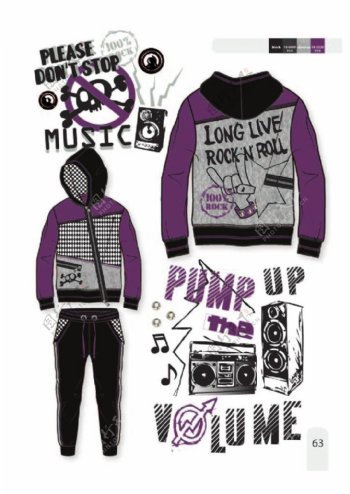 紫色男款运动套装设计图