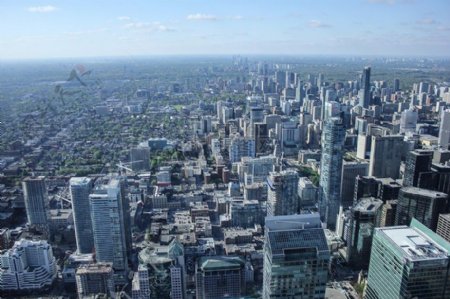 城市鸟眼睛查看天际线建筑摩天大楼城市景观多伦多高楼林立
