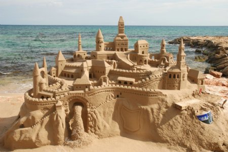海岸的沙雕城堡