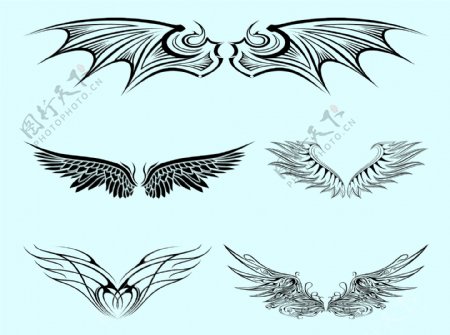 矢量创意翅膀纹身图案