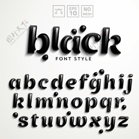 水晶黑色字母