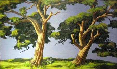 无框树木风景画