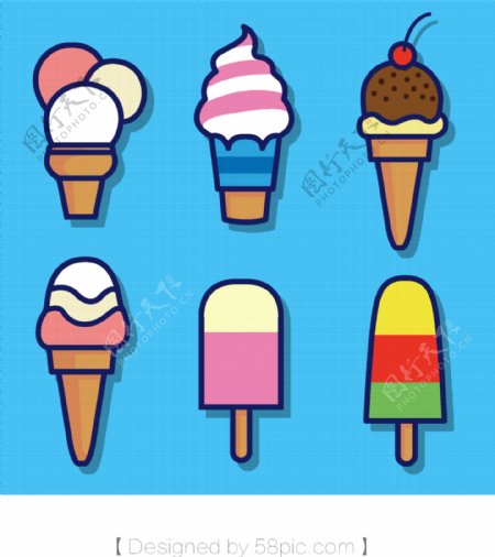 原创可爱夏天冰淇淋元素素材