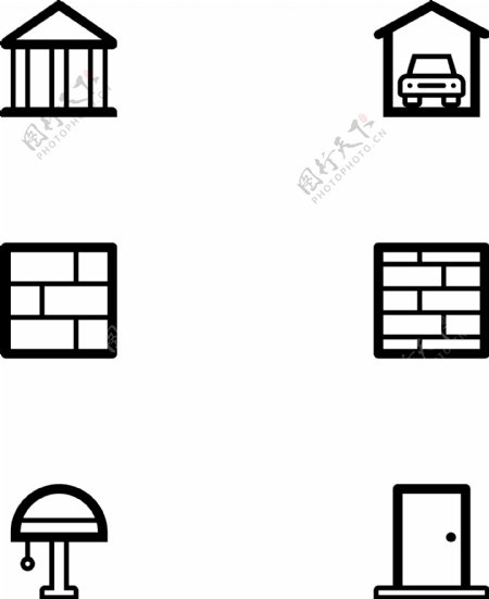 室内建筑icon图标素材
