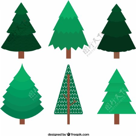 平面设计中的绿色圣诞树