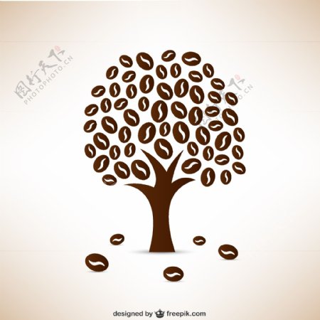 咖啡豆树木设计矢量素材图片