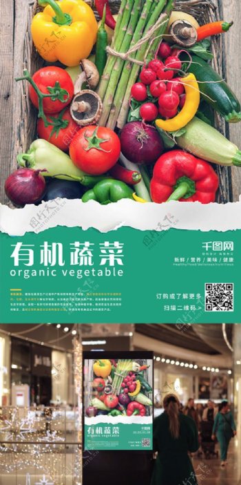清新简约新鲜有机蔬菜农产品海报