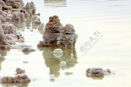 青海察尔汗盐湖的盐花